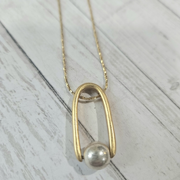 Madewell Gold Tone Long Chain W Gold & Silver Pendant Classic Adjustable Length - Picture 3 of 9
